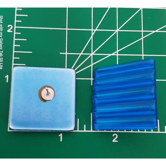 Corrugated Lucite Square Earrings Electric Blue Studs Pierced - Picture 9 of 9